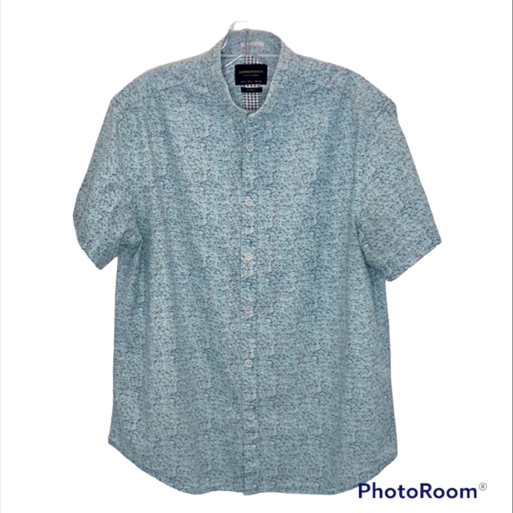 Denim & Flower Ricky Singh Teal Short Sleeve Sz L